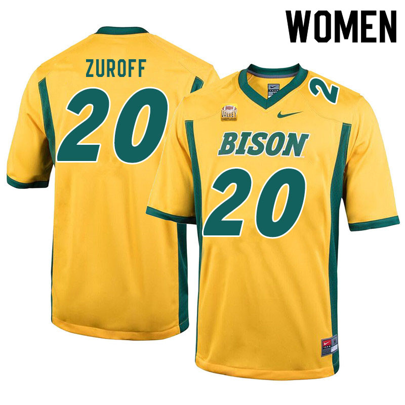 Women #20 Braden Zuroff North Dakota State Bison College Football Jerseys Sale-Yellow